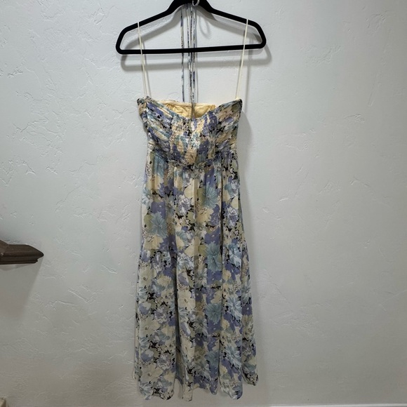 NWT ASTR The Label Small Rozina Blue Green Floral Cutout Halter Maxi Dress - Picture 10 of 16